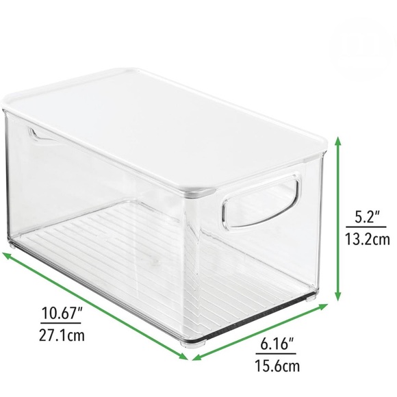 Deep Plastic Bathroom Storage Bin Box, Lid/Built-in Handles, 4 pack, clear/white - Picture 2 of 4